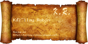 Kállay Robin névjegykártya